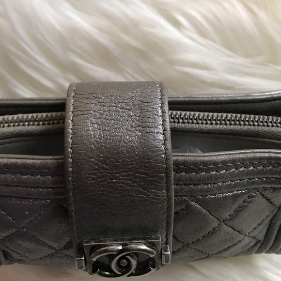 Authentic Chanel Mini Boy Lambskin Metallic Crossbody Bag Clutch Wallet on Chain - Picture 5 of 16